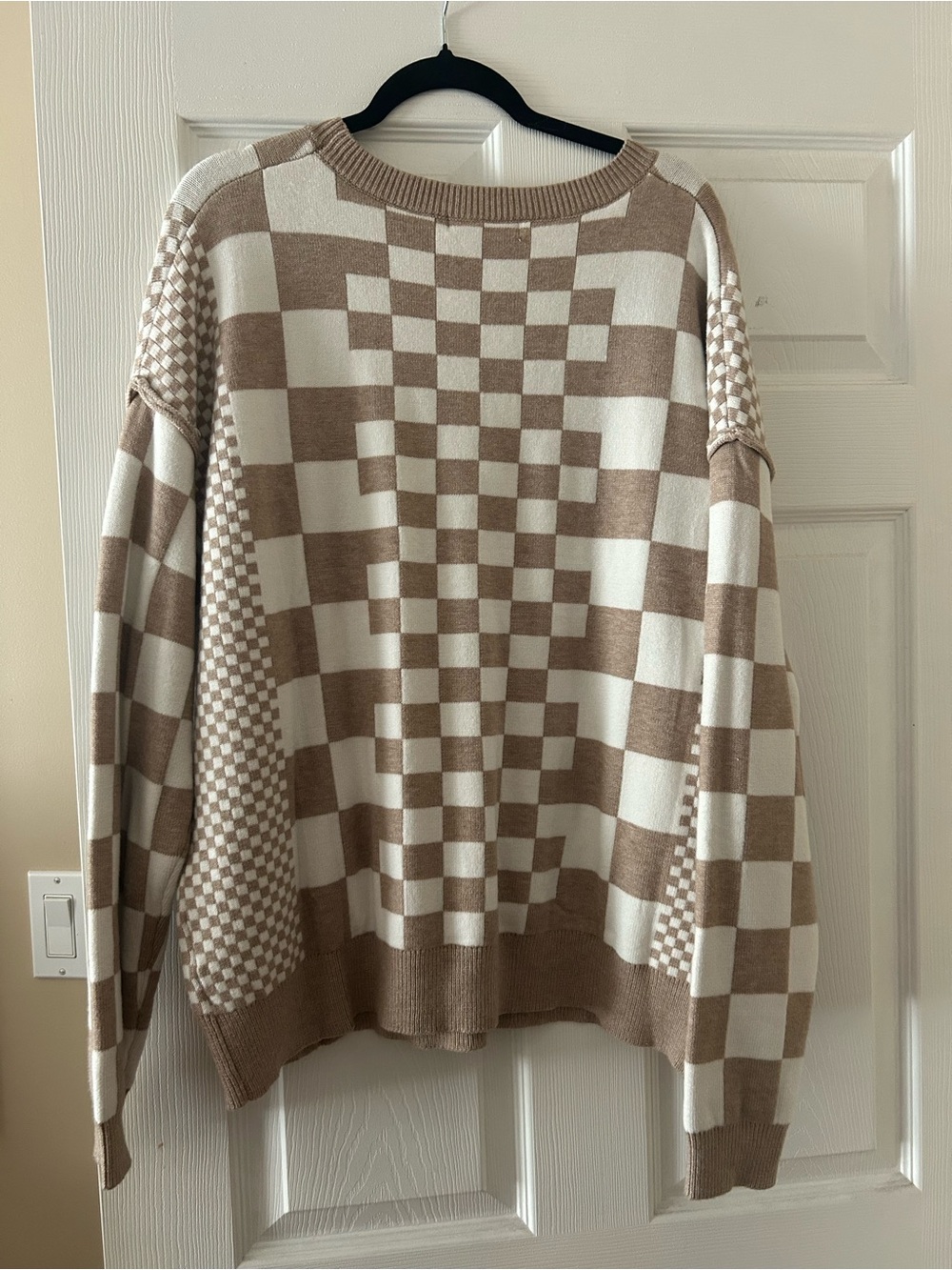 Love Soft Beige & Cream Checkerboard Sweater - Picture 2 of 5